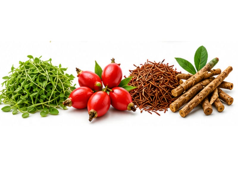 Alfalfa Leaf, Rose Hips, Honey Bush, Sarsaparilla