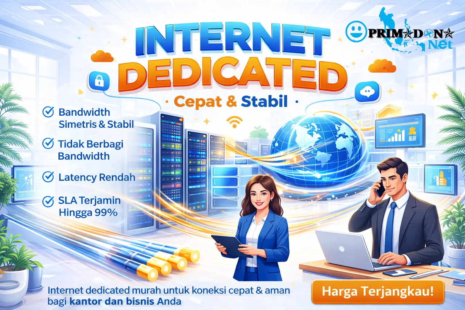 Internet dedicated terbaik untuk korporasi dengan koneksi stabil dan SLA