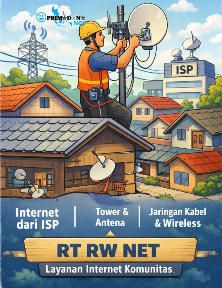 Ilustrasi jaringan RT RW Net berbasis komunitas