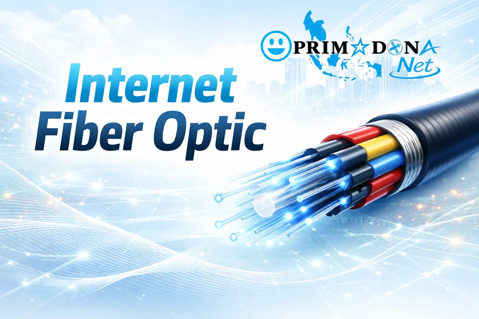Ilustrasi jaringan internet dedicated fiber optic untuk corporate dan RT RW Net