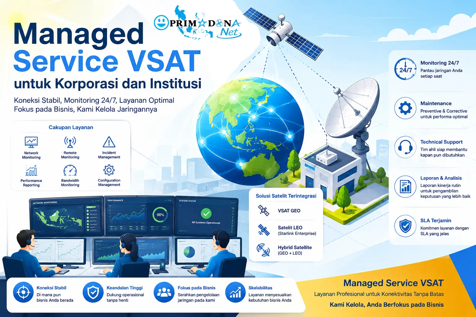 Managed Service VSAT terbaik dari PRIMADONA Net