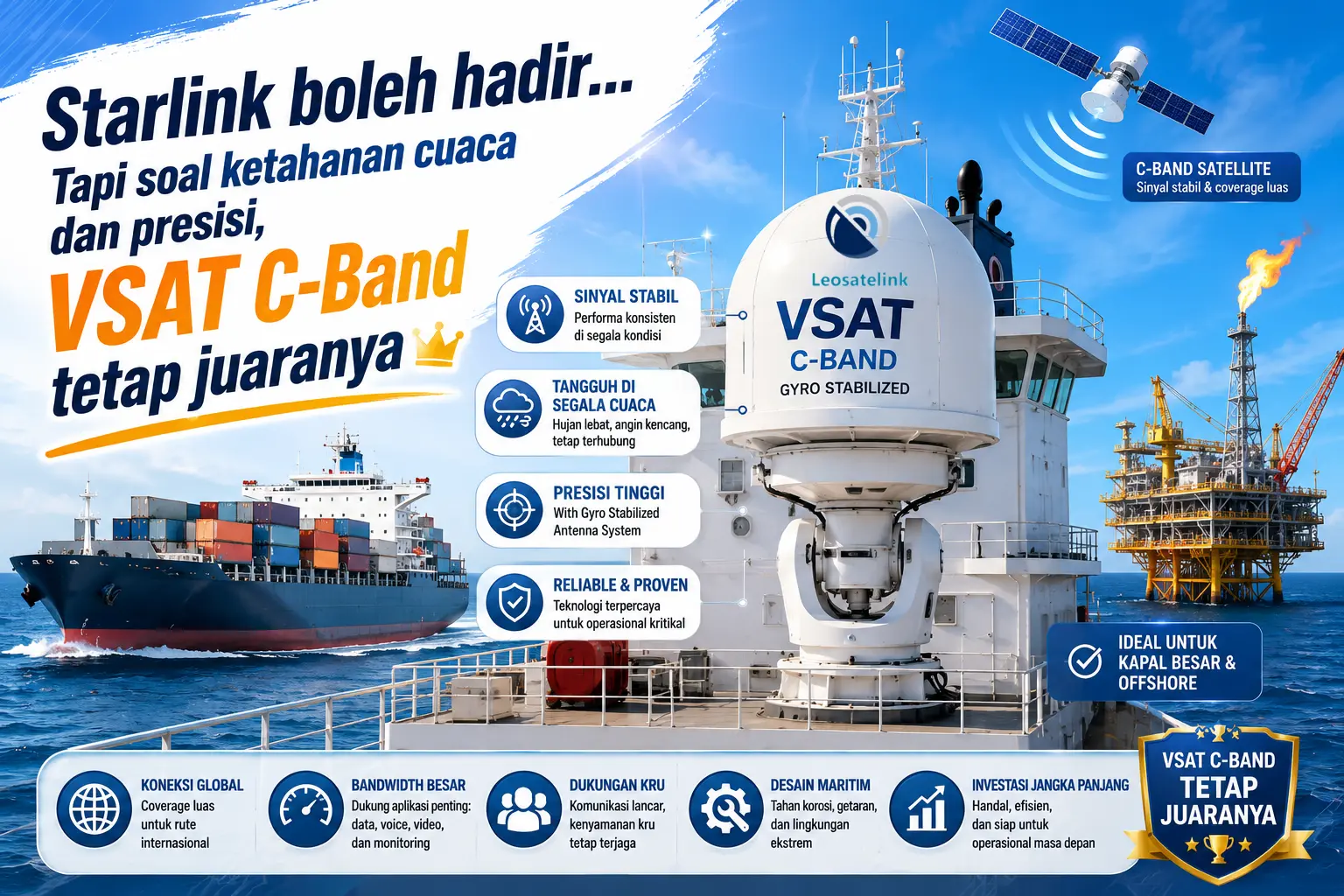 paket vsat c band dari Leosatelink untuk Remote Site dan Offshore