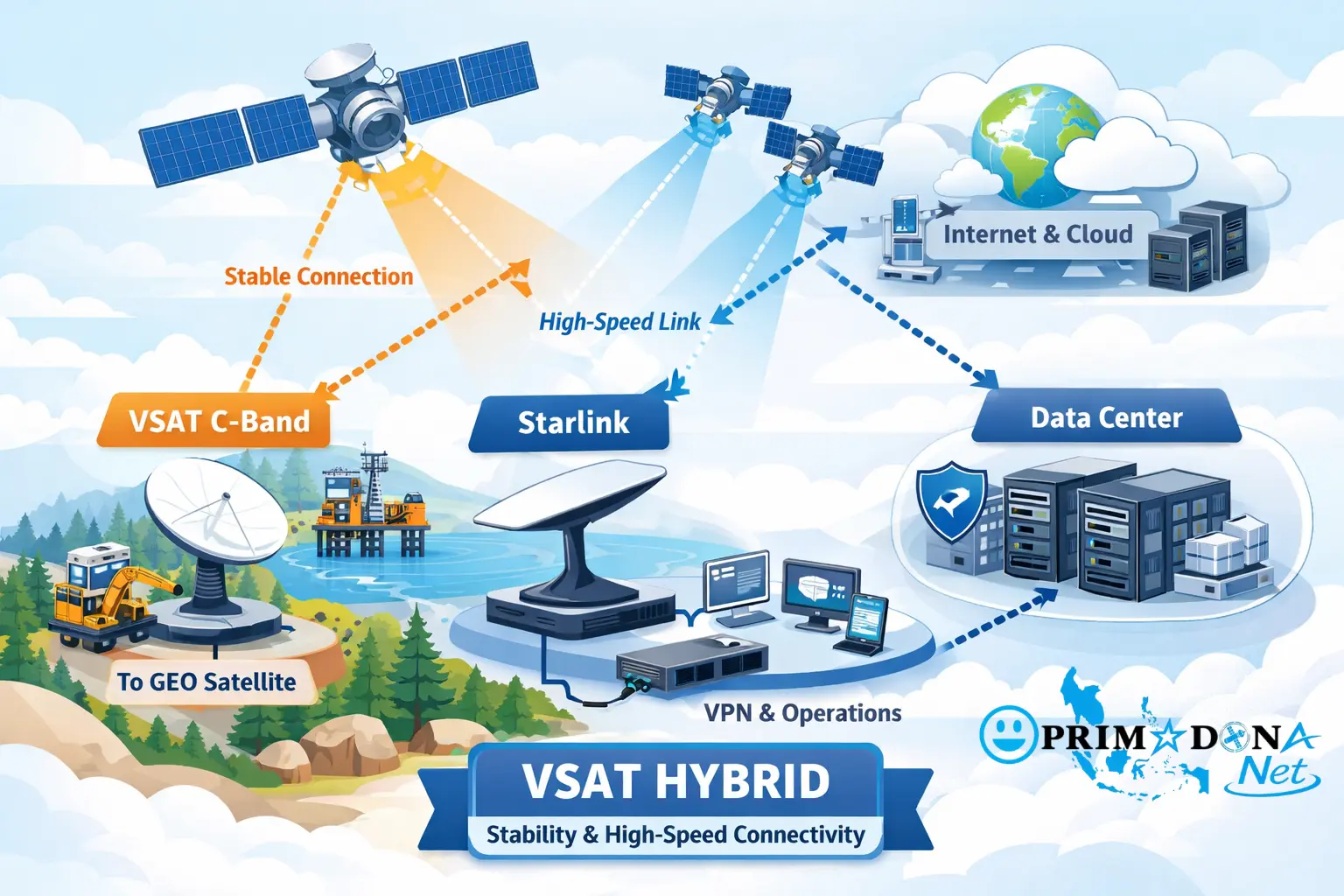 hybrid vsat offshore dan starlink offshore