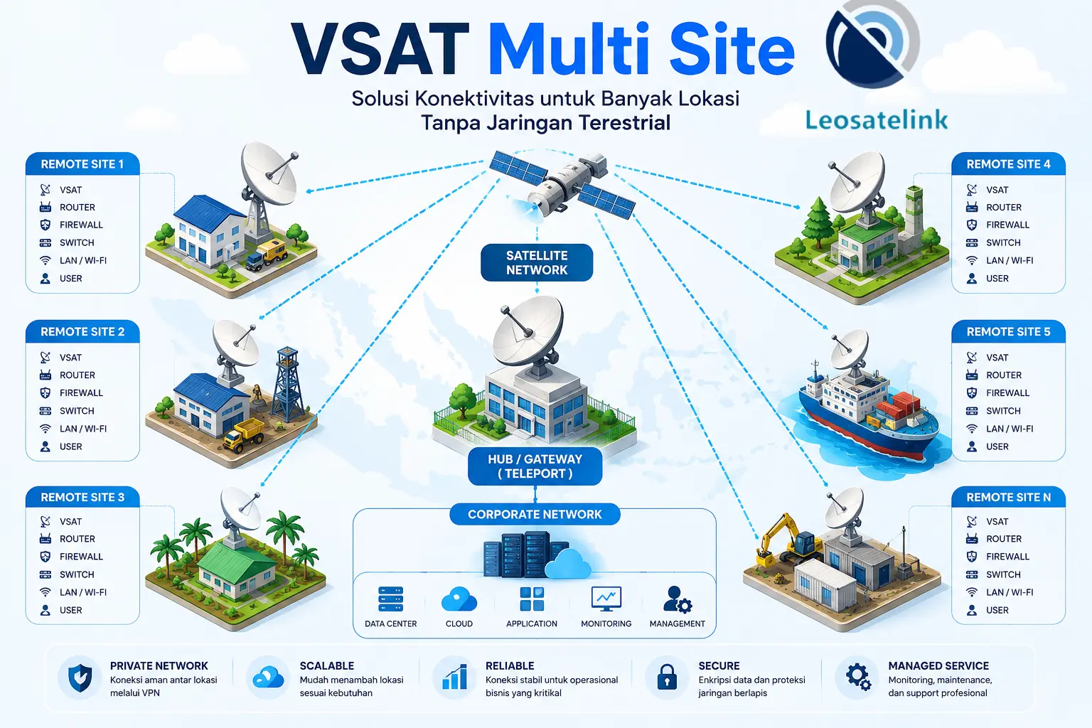 layanan VSAT Multi Site Leosatelink