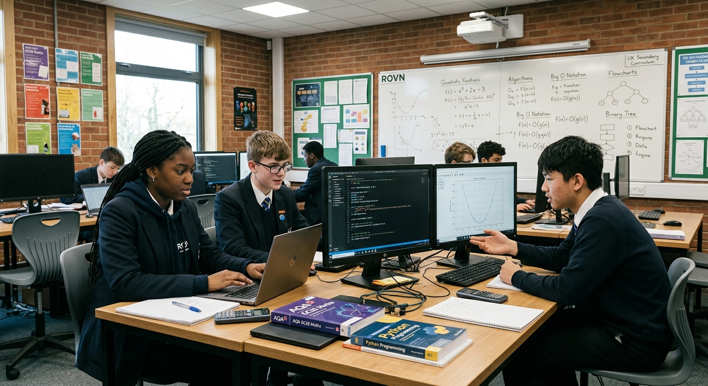 Teacher helping students in a classroom
