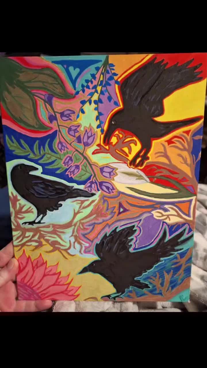 Original Art by Raven Crowe: Abstract Flowers & Crows! | Reco