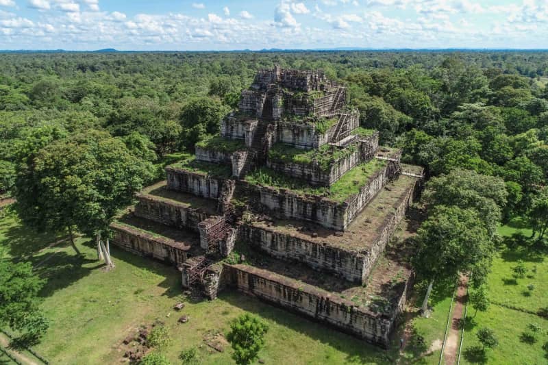 Front view of the 7-tier pyramid of Koh Ker temple in Preah Vihear province.