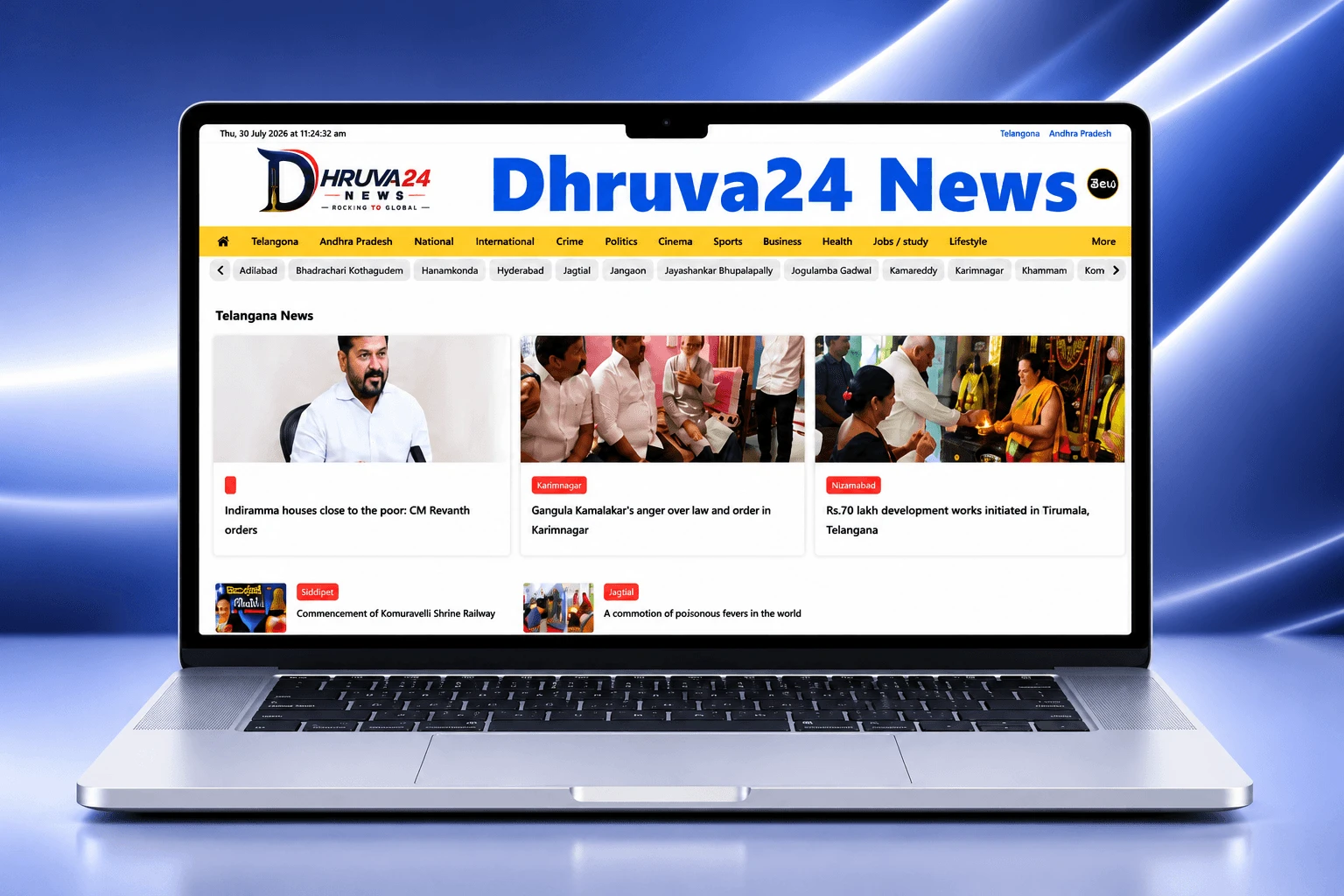 Dhruva24 News Website - Dexterous Technology Portfolio