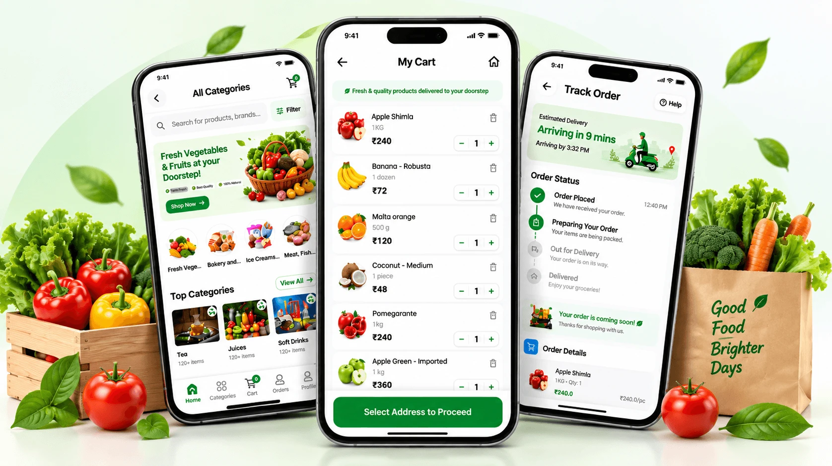 Grocery shopping app preview