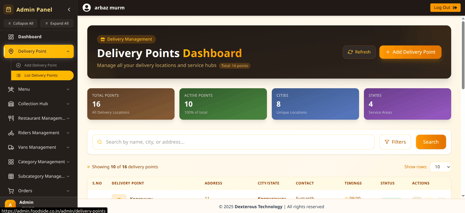 Live Order Dispatch Board