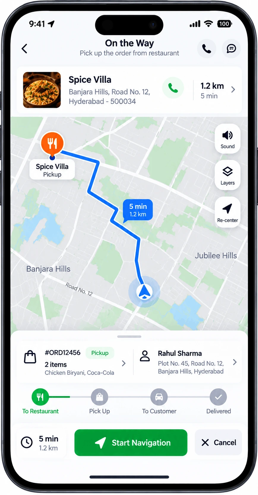 Customer Turn-by-Turn GPS Route