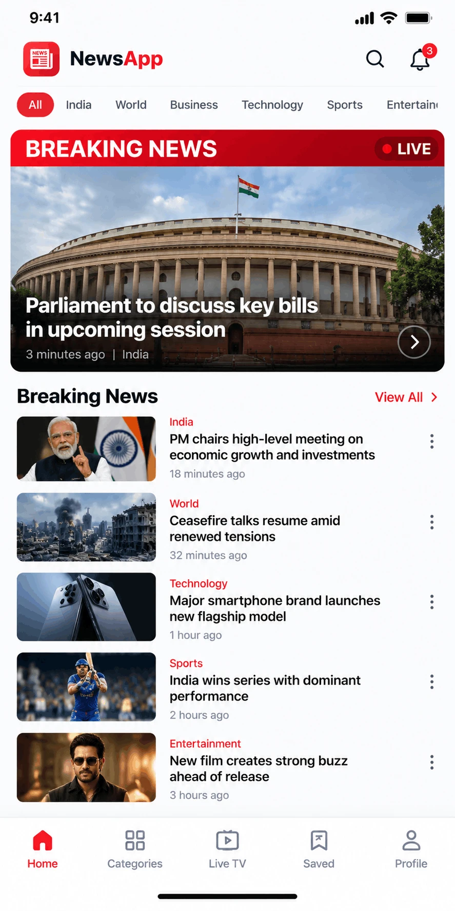 Breaking News Feed & Home