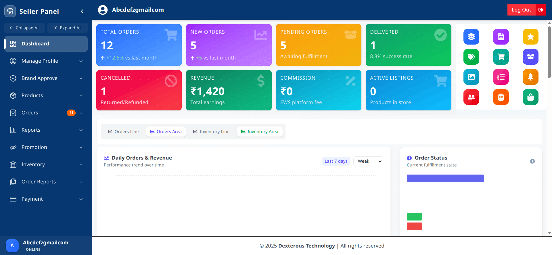 Seller Dashboard & Orders Overview