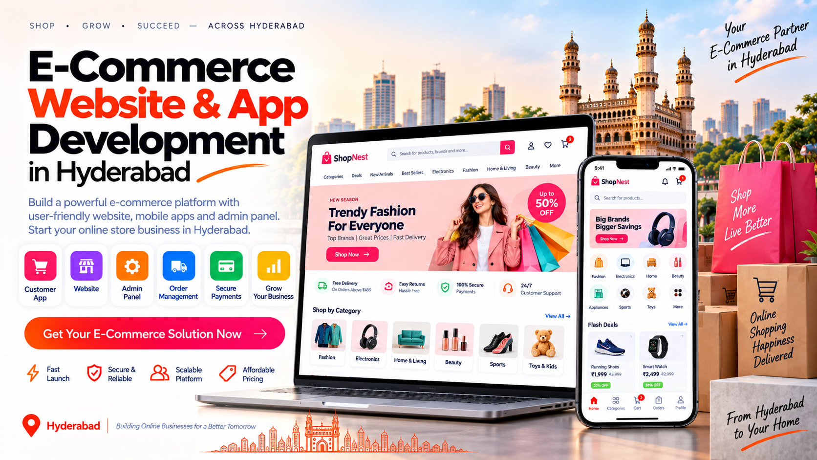 E-Commerce Website Development Hyderabad – modeled after major online stores like Amazon & Flipkart - Dexterous Technology