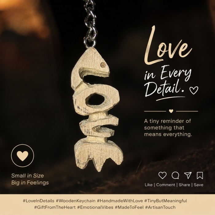 Love keychain customized wood
