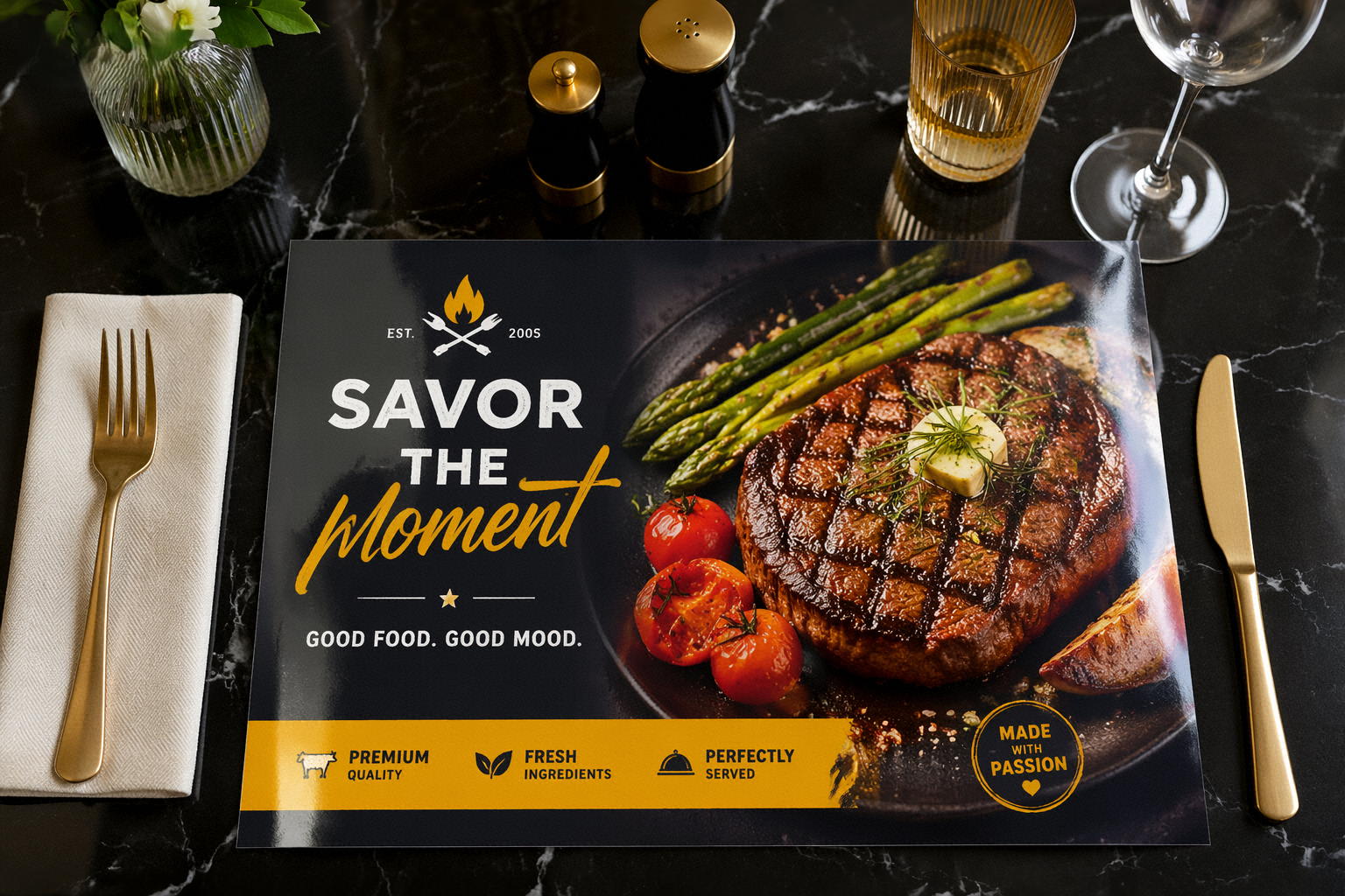 Premium Glossy Table Mats 90gsm, 135gsm