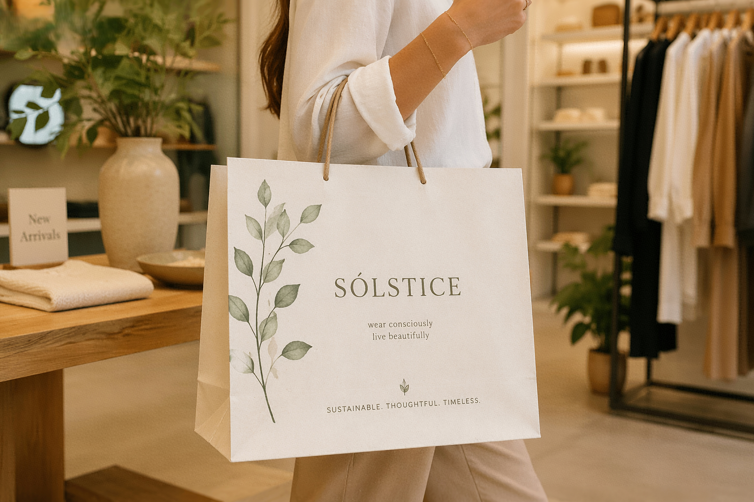 premium white Kraft shopping bag