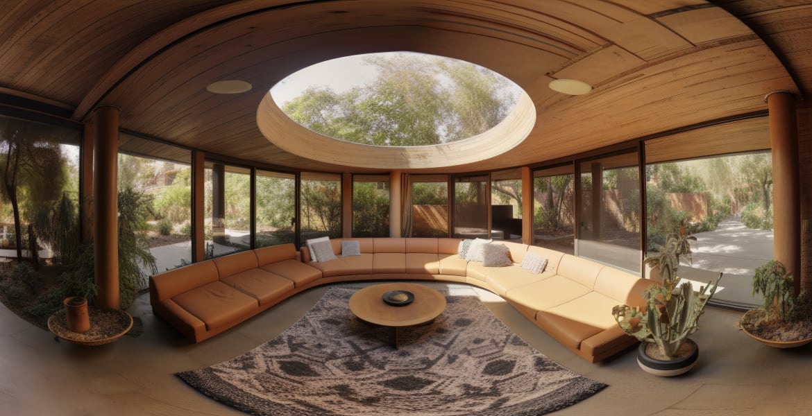 A Big Hall with Sunroof along with U type Sofa.