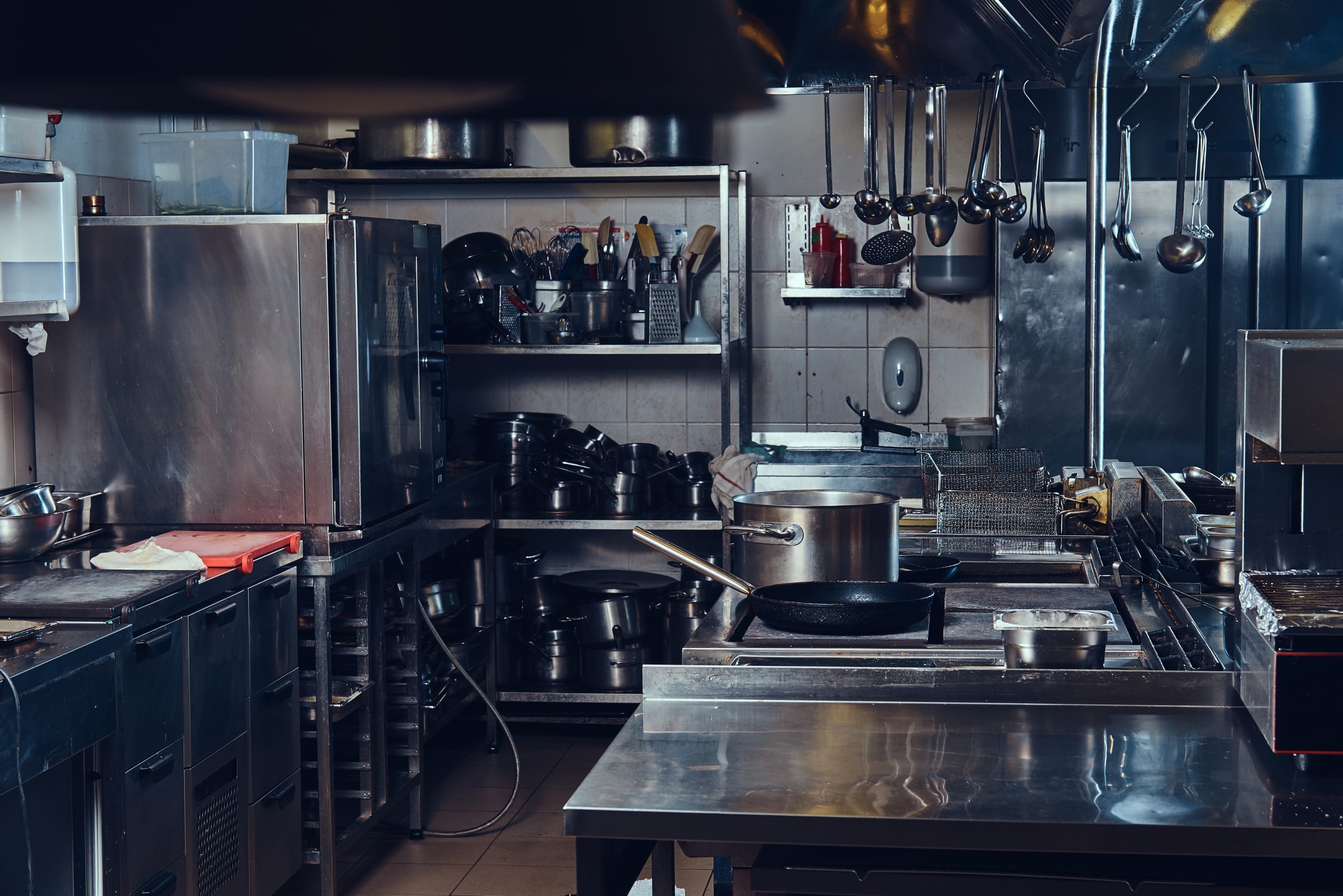 Industrial stainless steel kitchen.