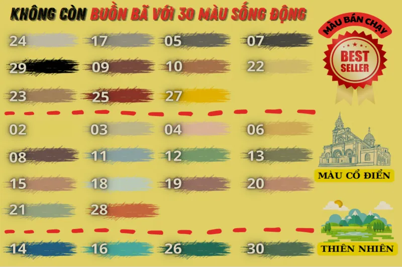 Mã màu Bricon cung cấp cho các loại keo