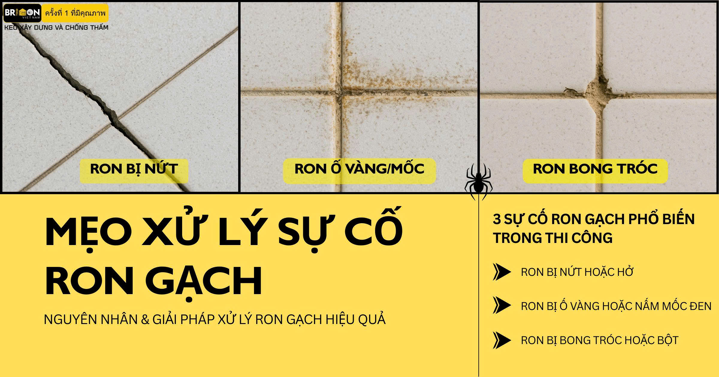 Mẹo xử lý sự cố ron gạch – nguyên nhân và cách khắc phục ron bị nứt, ố vàng, bong tróc