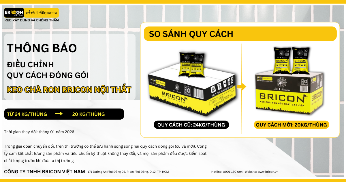 Thông báo điều chỉnh quy cách đóng gói