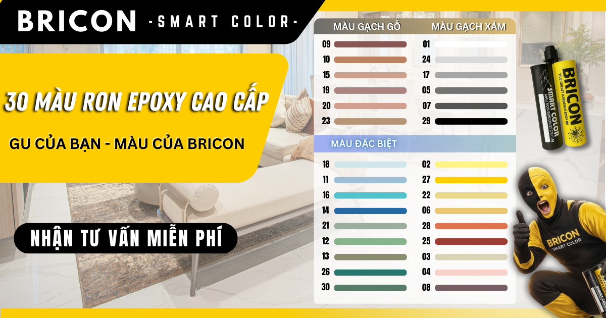 Keo chà ron Epoxy 2 thành phần BRICON - Bán gạch nào – xài ron màu đó