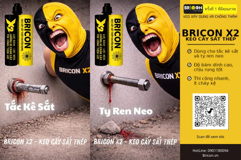 Keo Cấy Sắt Thép Chuyên Dụng 2 Thành Phần Bricon