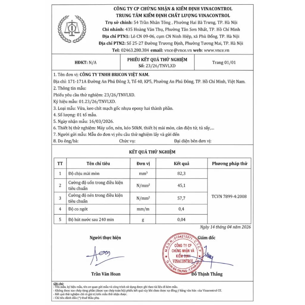 Keo Chà Ron Epoxy Bricon (2 thành phần)