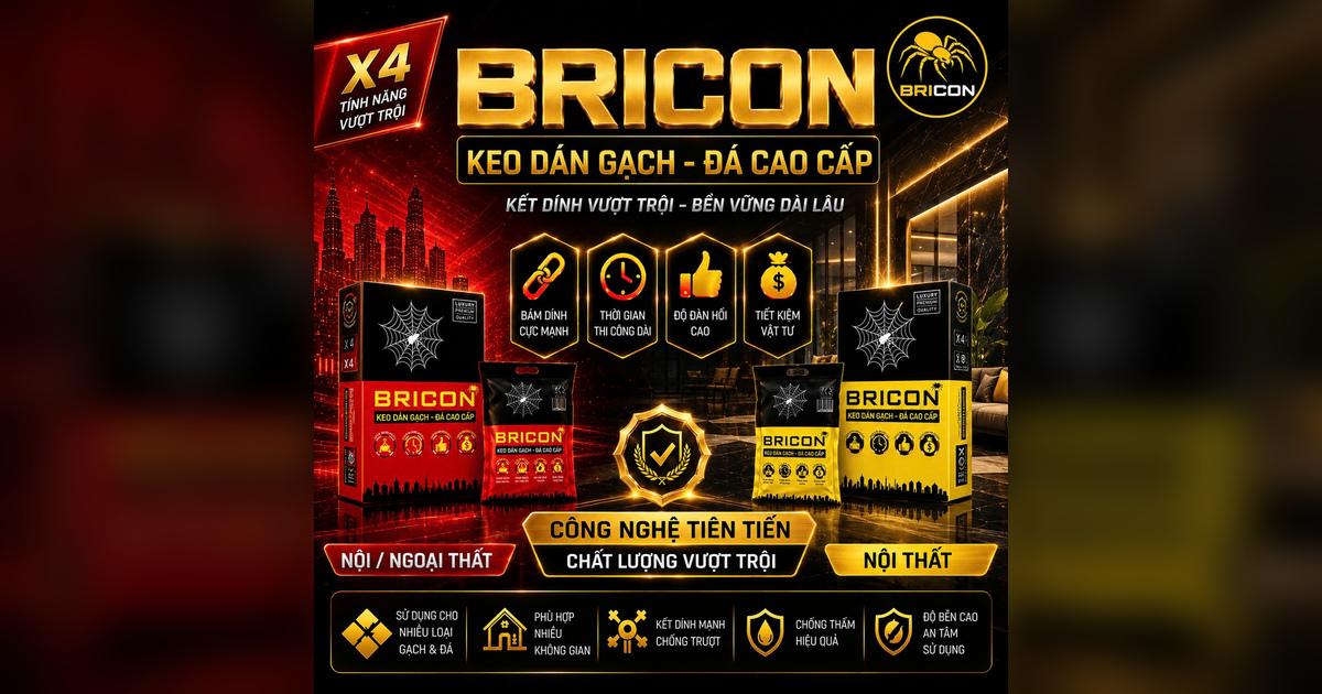 Keo dán gạch BRICON chính hãng, độ bám dính cao, chuyên dùng thi công ốp lát gạch