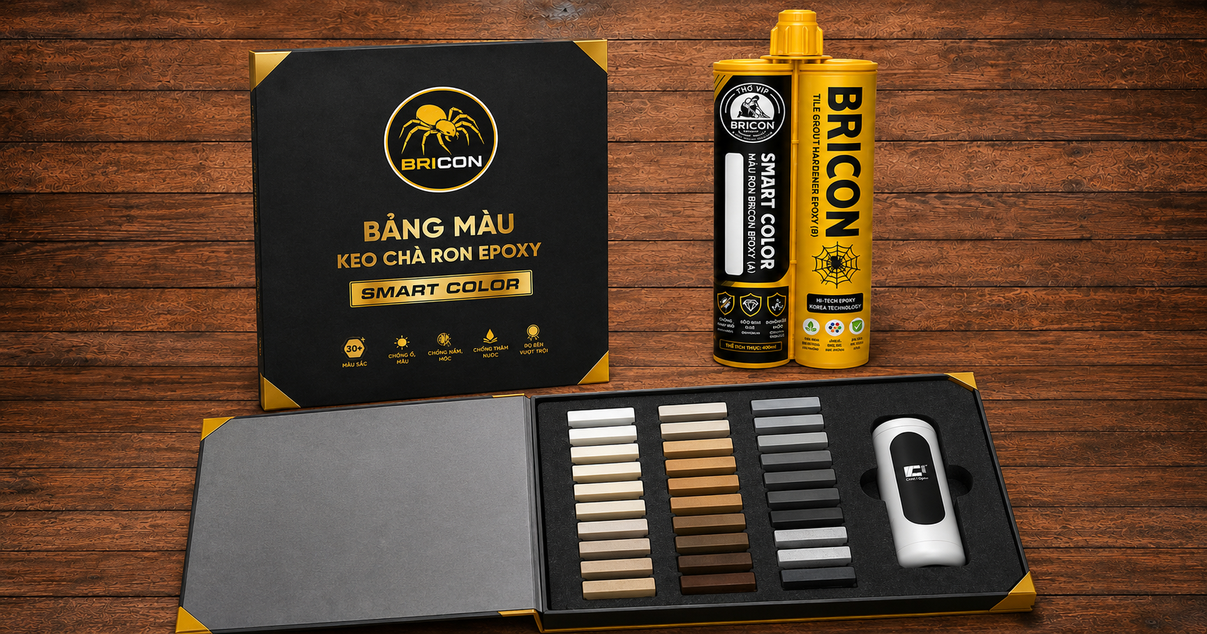 Bao bì mới Keo Chà Ron Epoxy BRICON Smart Color 2 thành phần 400ml