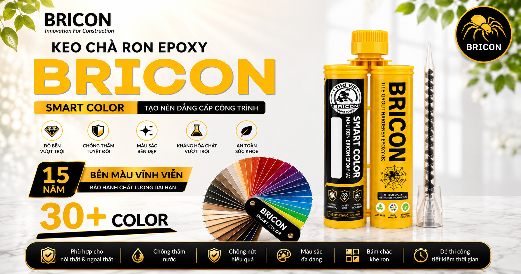 Độ rộng ron khe gạch phù hợp khi thi công keo chà ron Epoxy BRICON