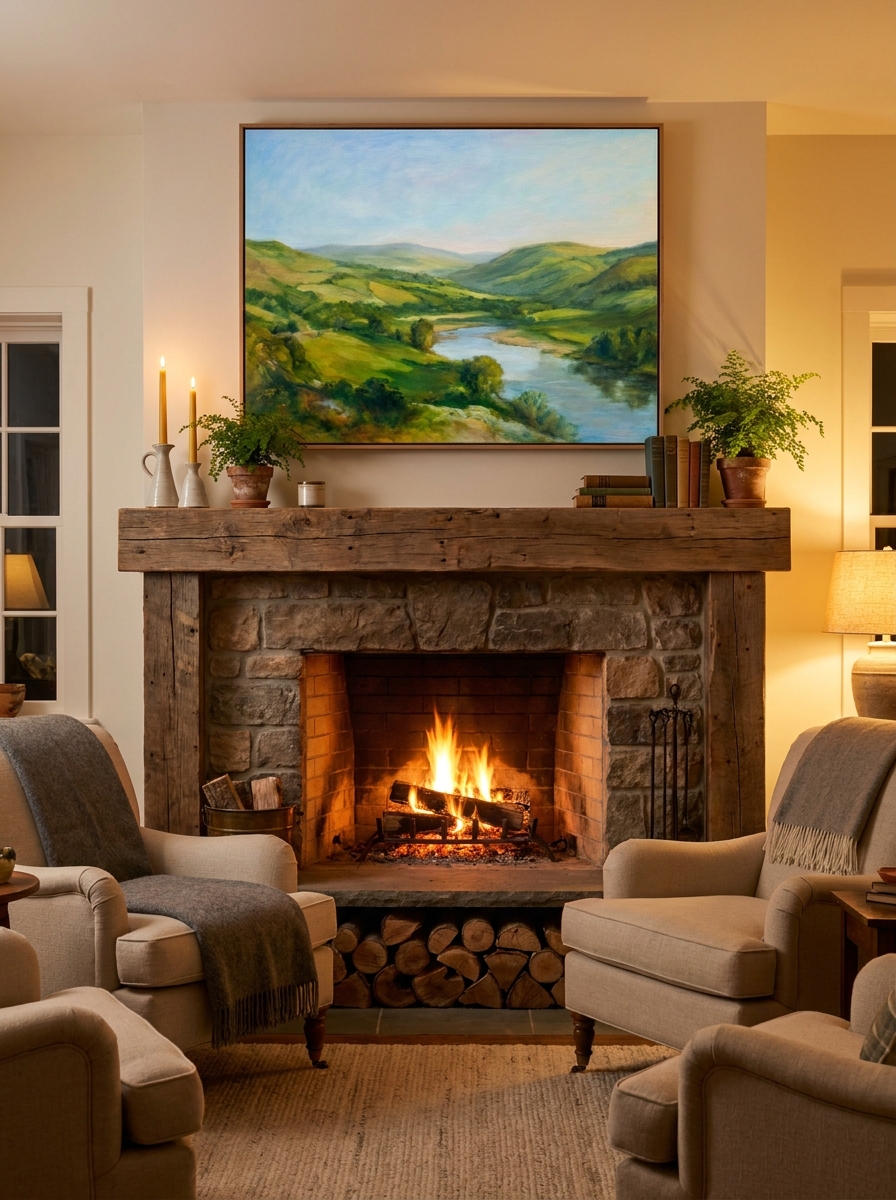 Gorgeous Artwork Above the Fireplace