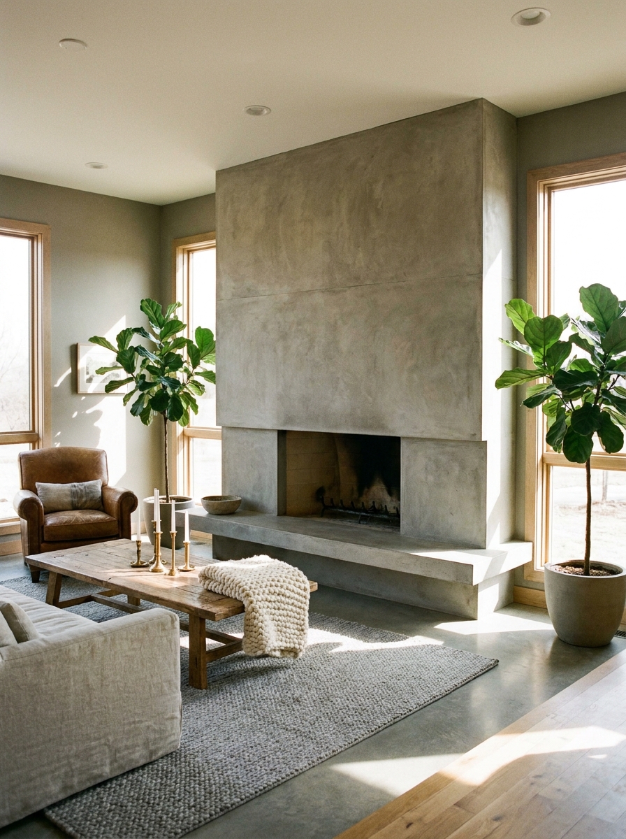 Minimalist Concrete Fireplaces