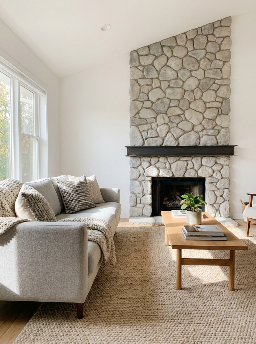 Rustic Stone Fireplaces with a Modern Edge
