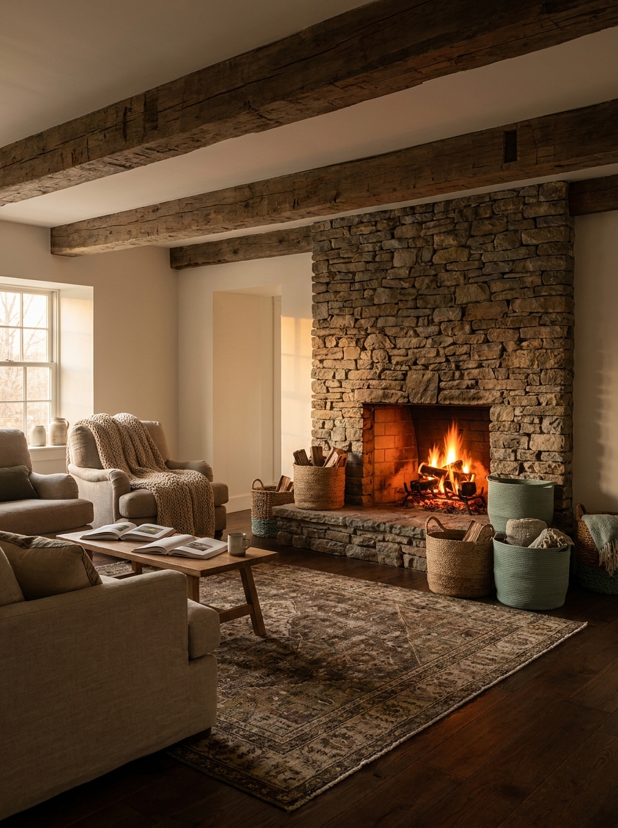 Rustic Wood-Burning Fireplaces