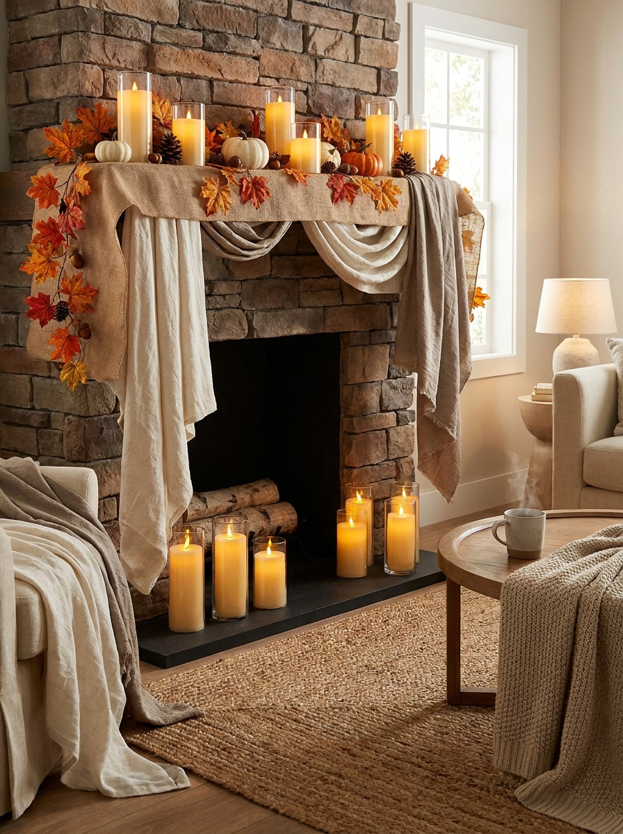 Warm Autumn Vibes with Leaves and Pumpkins