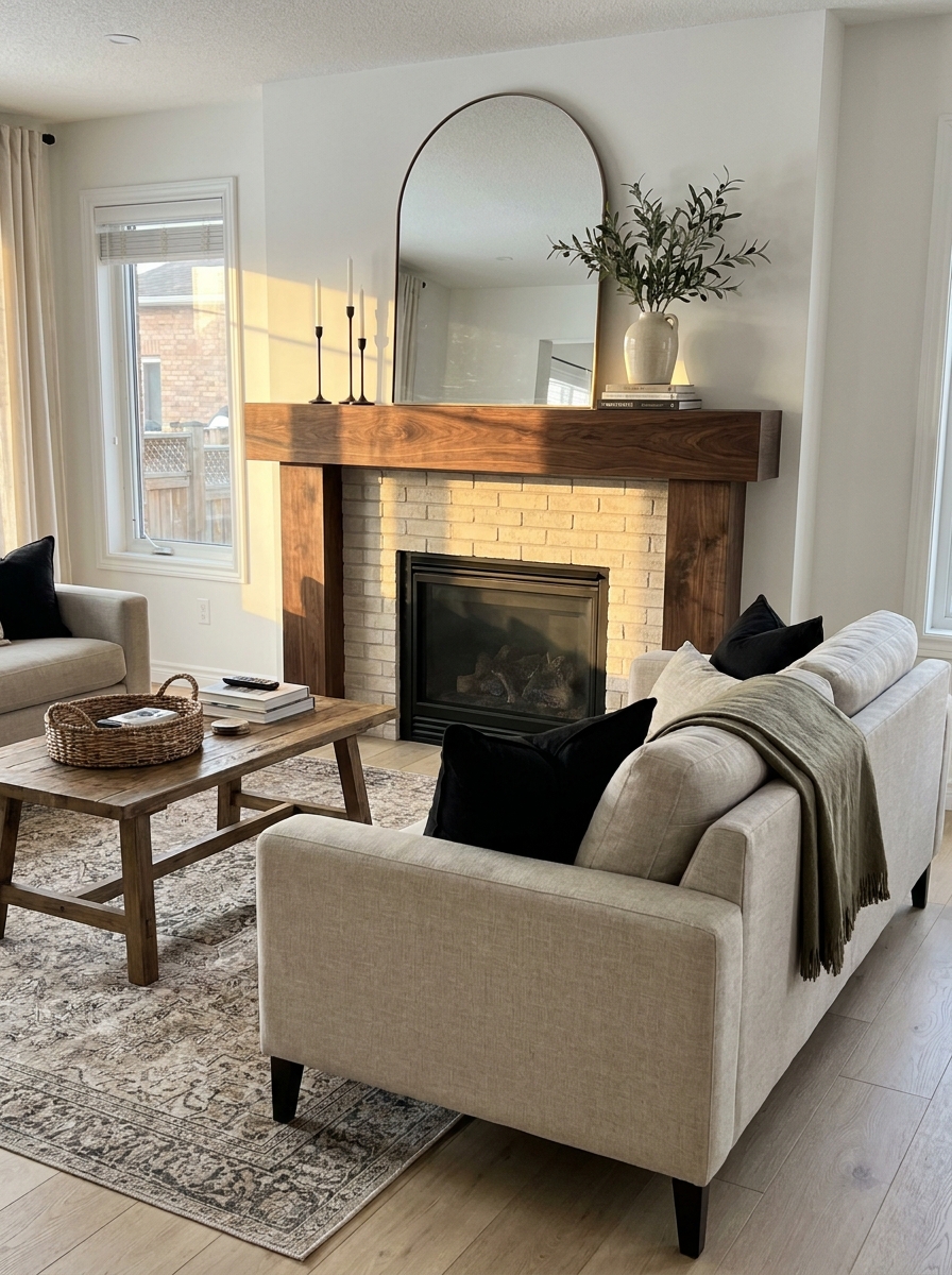 Swap a Busy Mantel Shelf for a Clean Modern Beam
