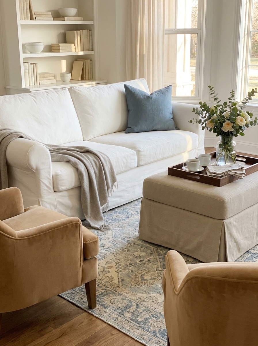 ### Choose Upholstery That Looks Tailored but Inviting