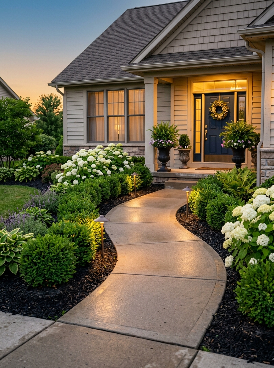 Highlight the Entry With Low Path Lighting