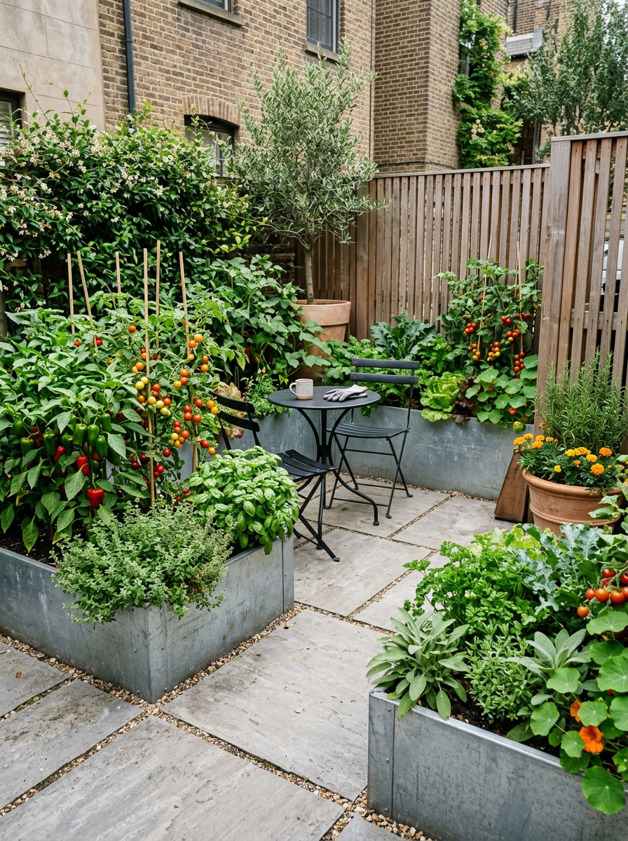 Use Corner Beds to Turn an Awkward Patio Into an Edible Courtyard