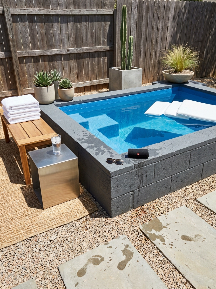Cinder Block Plunge Pools with Desert Modern Style