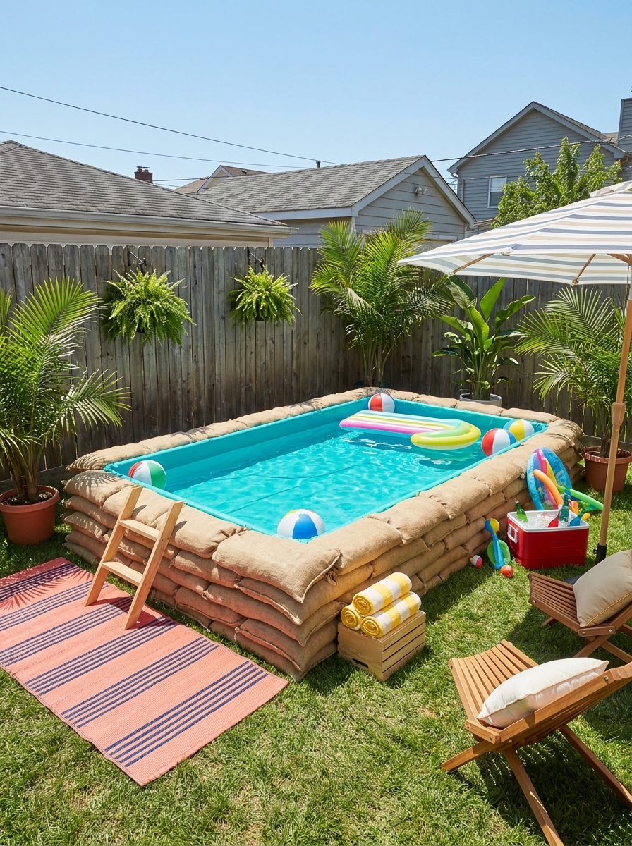 Sandbag Berm Pools for Temporary Summer Fun
