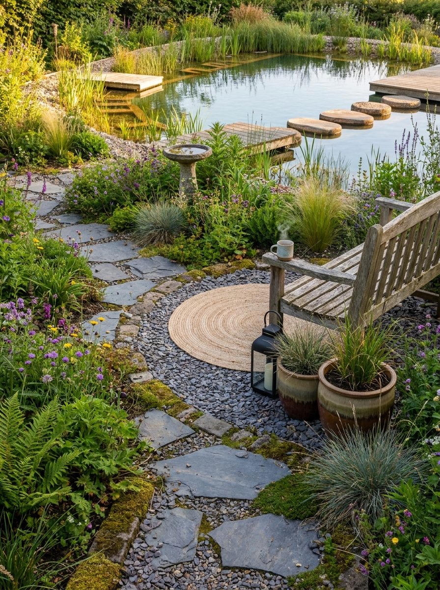 Add a Garden Path and Seating Nook With a View of the Water