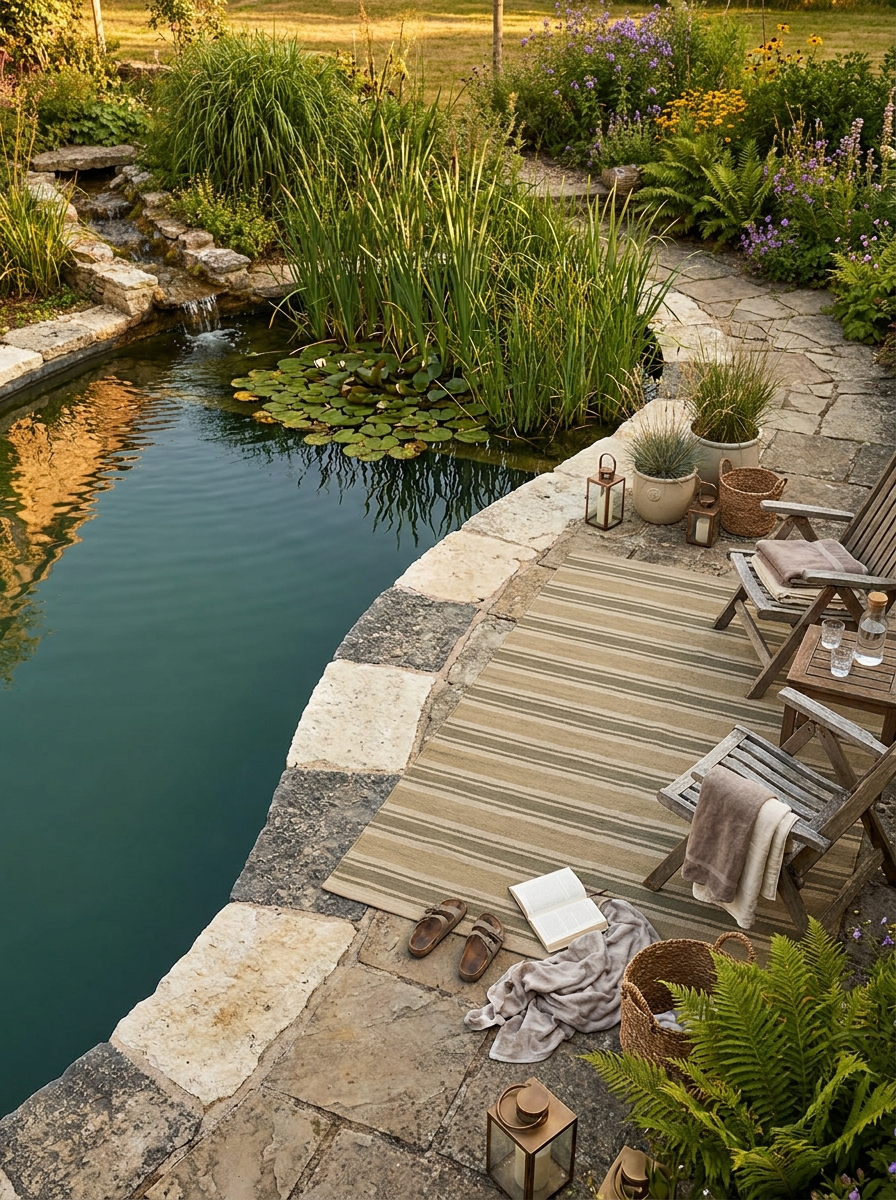 A Small Waterfall or Rill Keeps the Pond Moving and More Alive