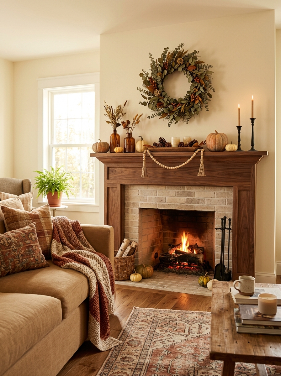 Style the Mantel With Layered Harvest Pieces
