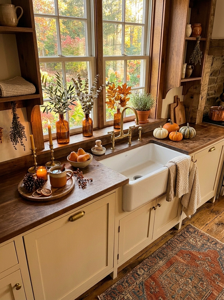 Frame the Kitchen Sink With a Simple Autumn Window Moment