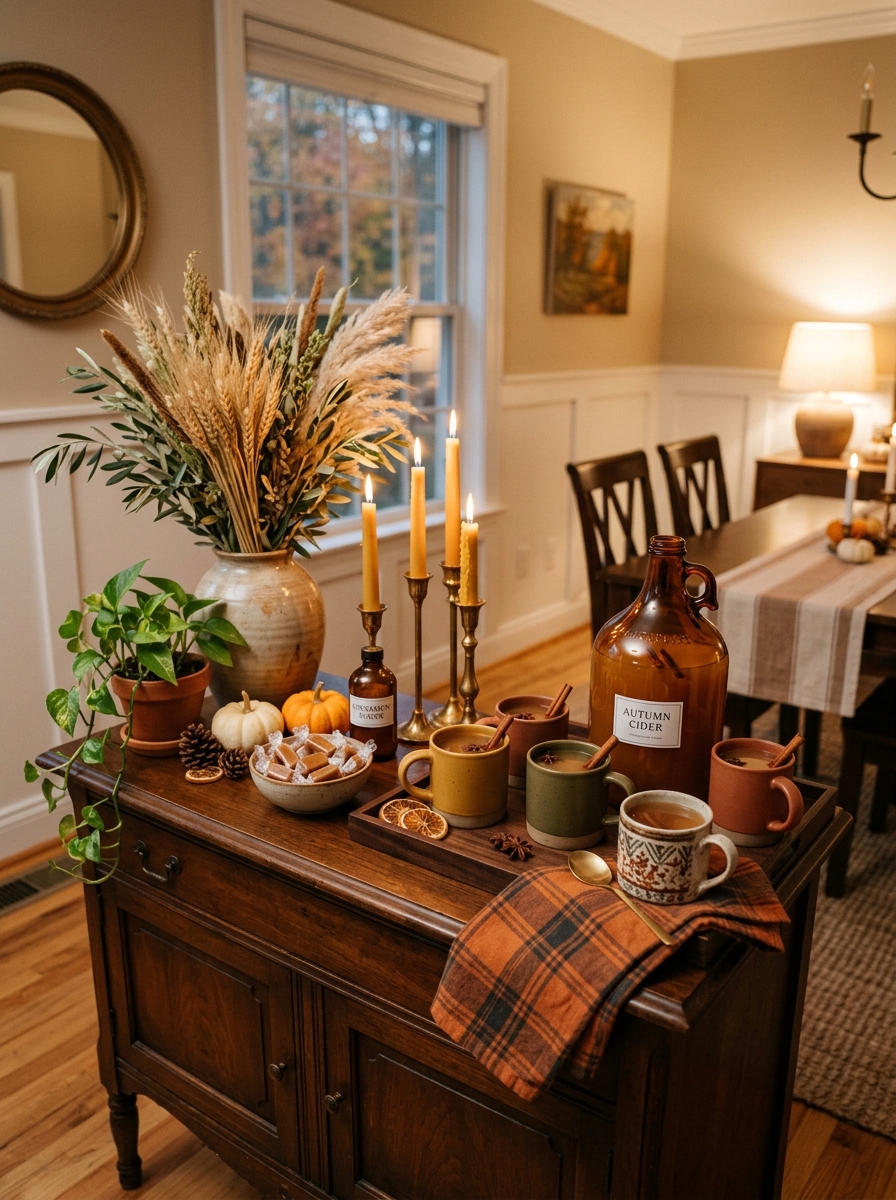Turn a Bar Cart or Sideboard Into a Cozy Cider Station