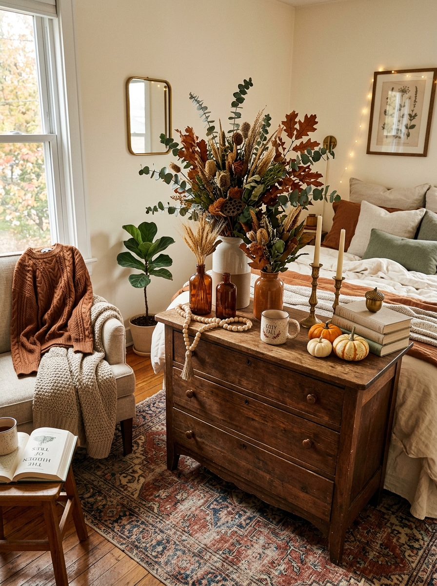 Use Dried Florals in Unexpected Corners for a Softer Seasonal Look
