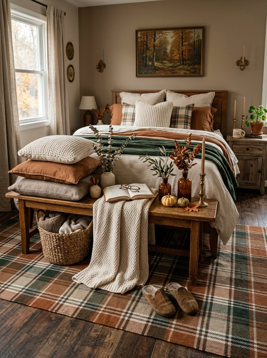 Style a Bedroom Bench or Footboard With Layers That Feel Collected